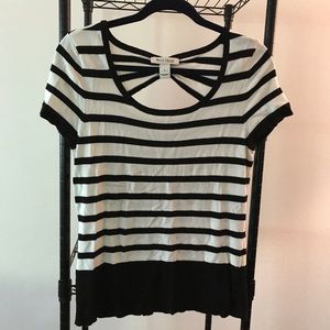 White House Black Market white/black stripe blouse